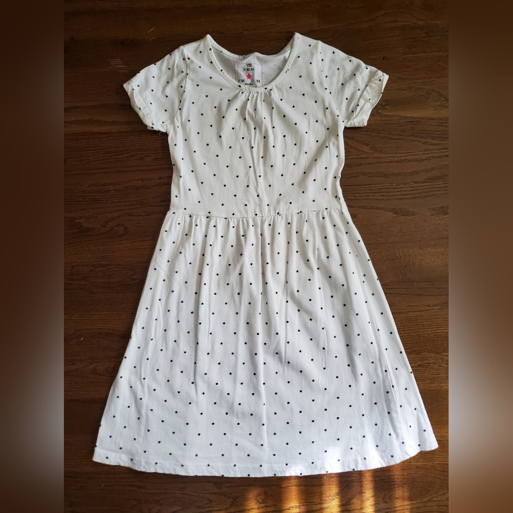 YD Girls 8/9YR white knit dress black stars